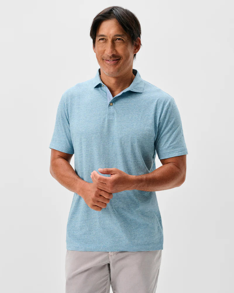 Slub Cotton Blend Polo - Starnes Heathered