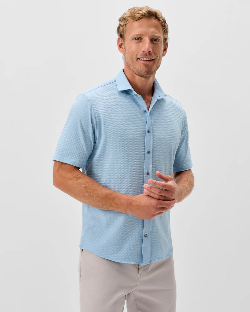Surfsucker Knit Short Sleeve Button Down Shirt - Stretch Knit Solid