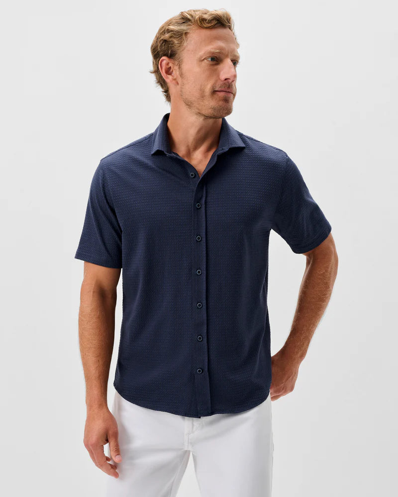 Surfsucker Knit Short Sleeve Button Down Shirt - Stretch Knit Solid