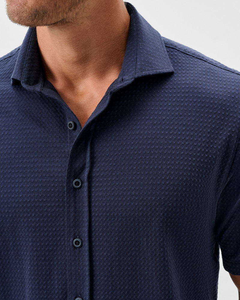Surfsucker Knit Short Sleeve Button Down Shirt - Stretch Knit Solid