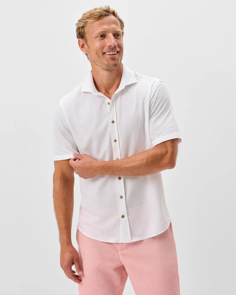 Surfsucker Knit Short Sleeve Button Down Shirt - Stretch Knit Solid