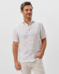 Linen Blend Short Sleeve Button Down Shirt - Cash Bar Print
