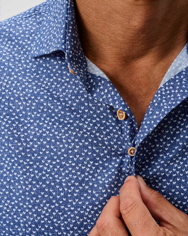Patel Printed Slub Cotton Short Sleeve Button Down