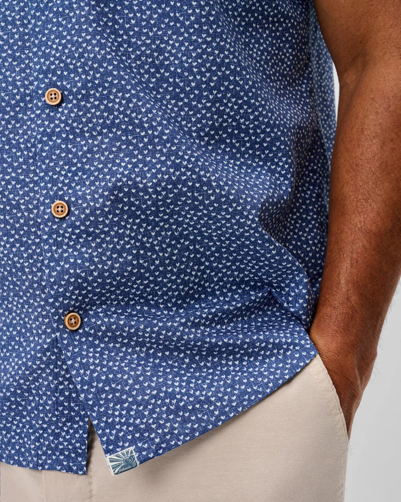 Patel Printed Slub Cotton Short Sleeve Button Down