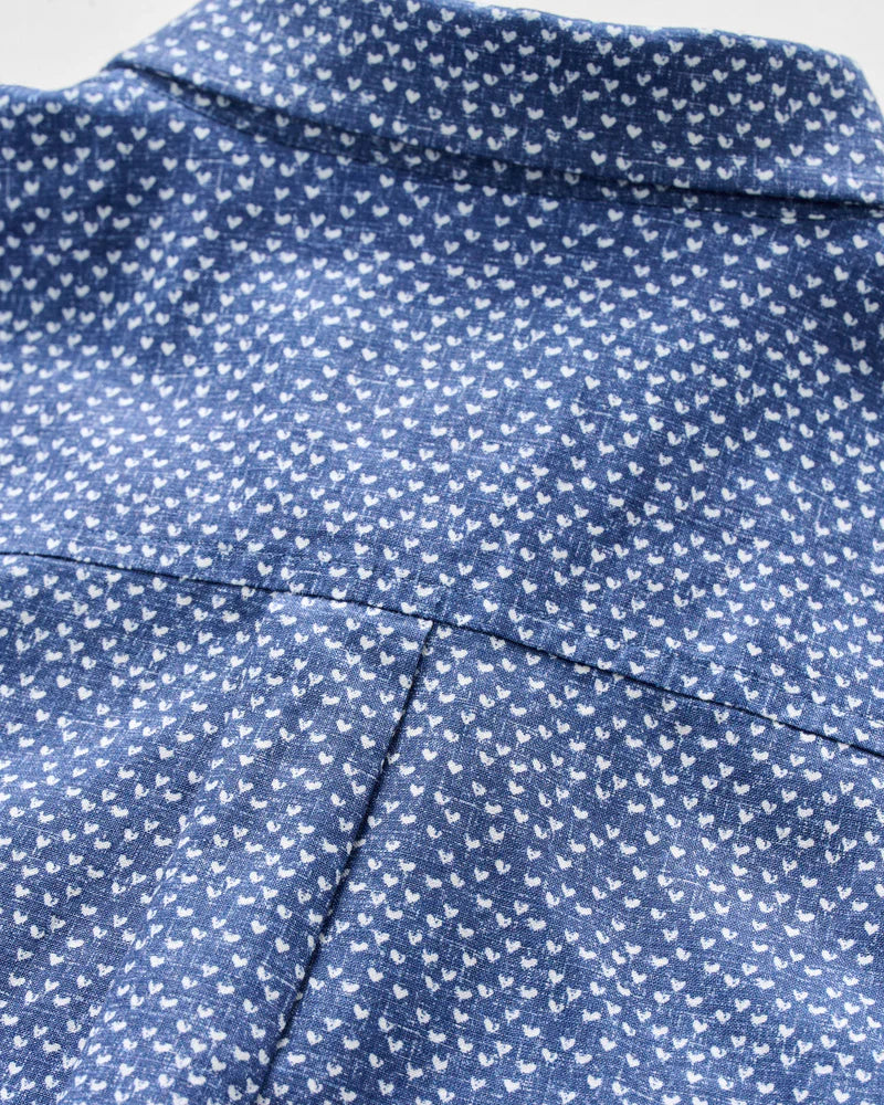 Patel Printed Slub Cotton Short Sleeve Button Down
