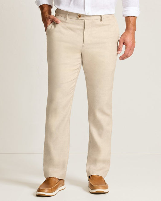 Latigo Beach Linen-Blend Flat-Front Pants