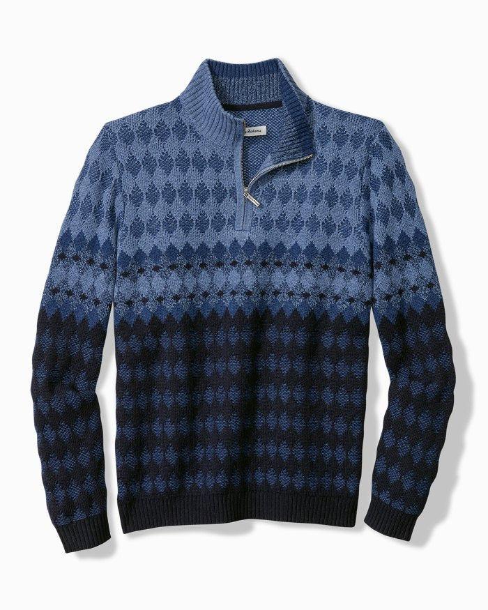 Ombre Argyle Half Zip