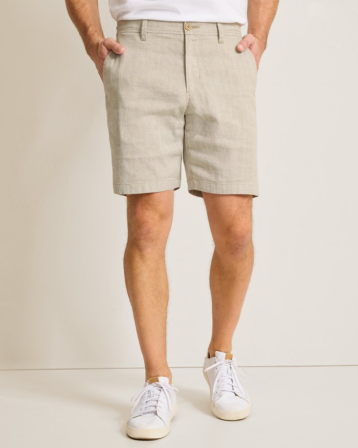 Beach Coast Stretch-Linen 9" Short