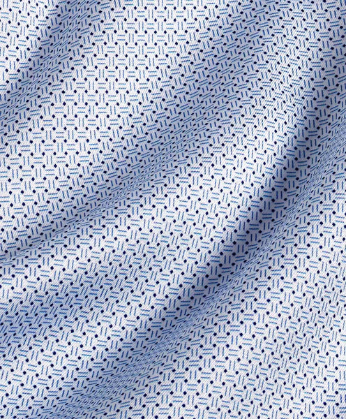 White & Blue Geometric Print Dress Shirt