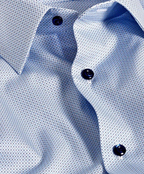 White & Blue Geometric Print Dress Shirt