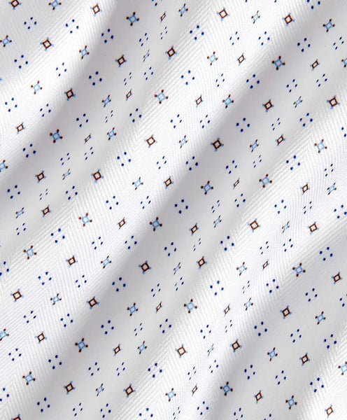 White & Chocolate Geometric Print Dress Shirt