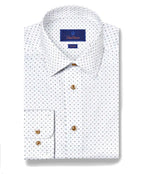 White & Chocolate Geometric Print Dress Shirt