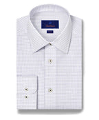 White & Blue Dobby Check Dress Shirt