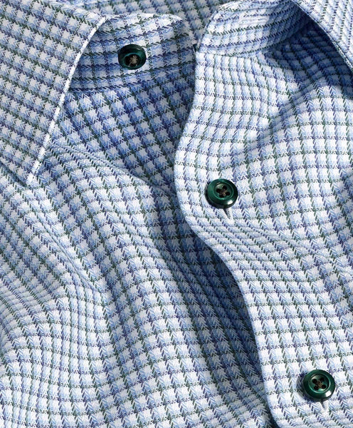 Blue & Green Herringbone Check Dress Shirt