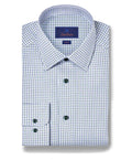 Blue & Green Herringbone Check Dress Shirt