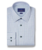 Blue & Green Herringbone Check Dress Shirt