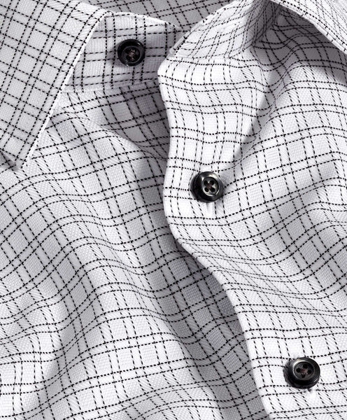 White & Black Dobby Check Dress Shirt