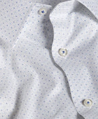 White & Blue Micro Neat Print Stretch Dress Shirt