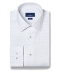 White & Blue Micro Neat Print Stretch Dress Shirt