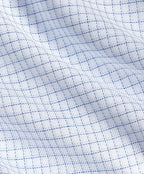 White & Blue Twill Check Stretch Dress Shirt