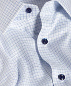 White & Blue Twill Check Stretch Dress Shirt