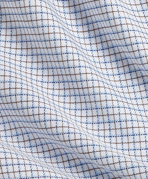 Blue & Chocolate Dobby Check Dress Shirt
