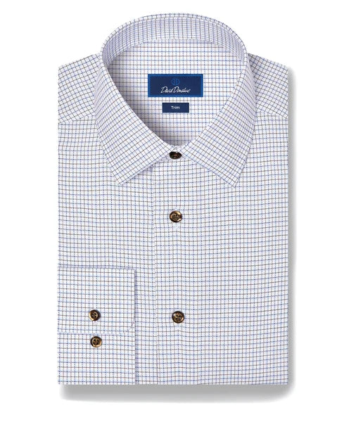 Blue & Chocolate Dobby Check Dress Shirt