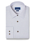 Blue & Chocolate Dobby Check Dress Shirt