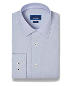 Navy & White Twill Stripe Stretch Dress Shirt