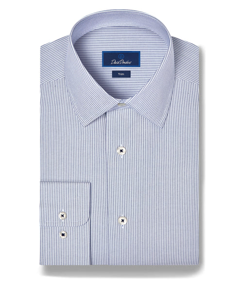 Navy & White Twill Stripe Stretch Dress Shirt