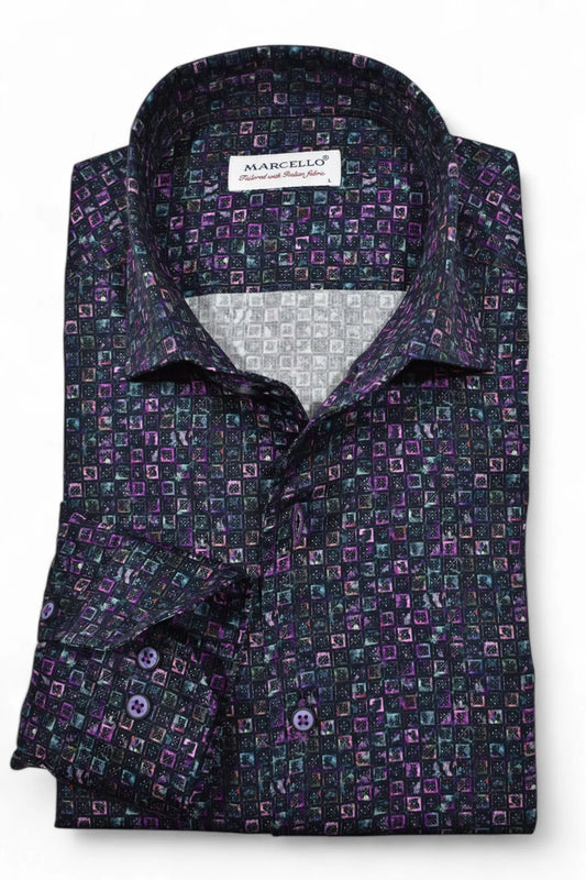Jewel Toned Boxes Roll Collar Shirt