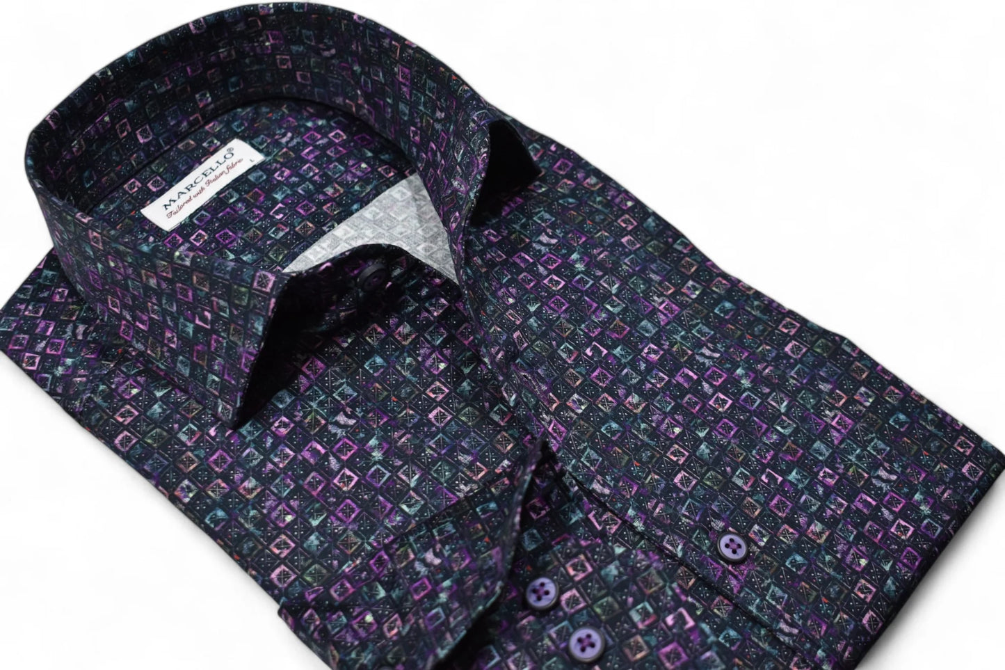 Jewel Toned Boxes Roll Collar Shirt