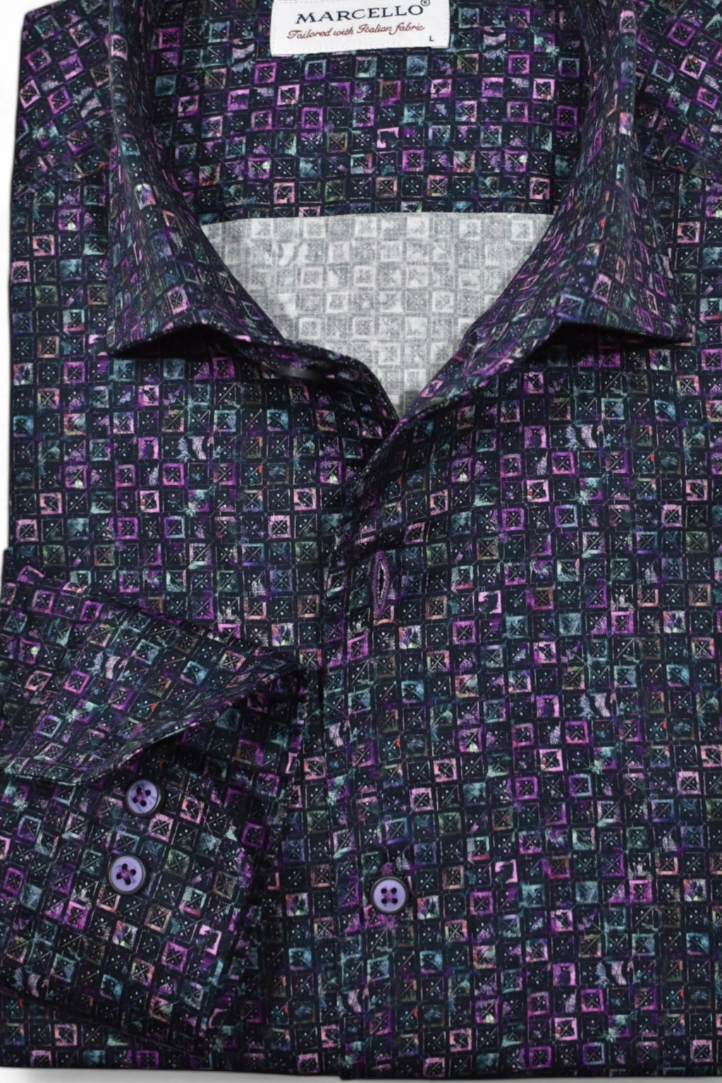 Jewel Toned Boxes Roll Collar Shirt