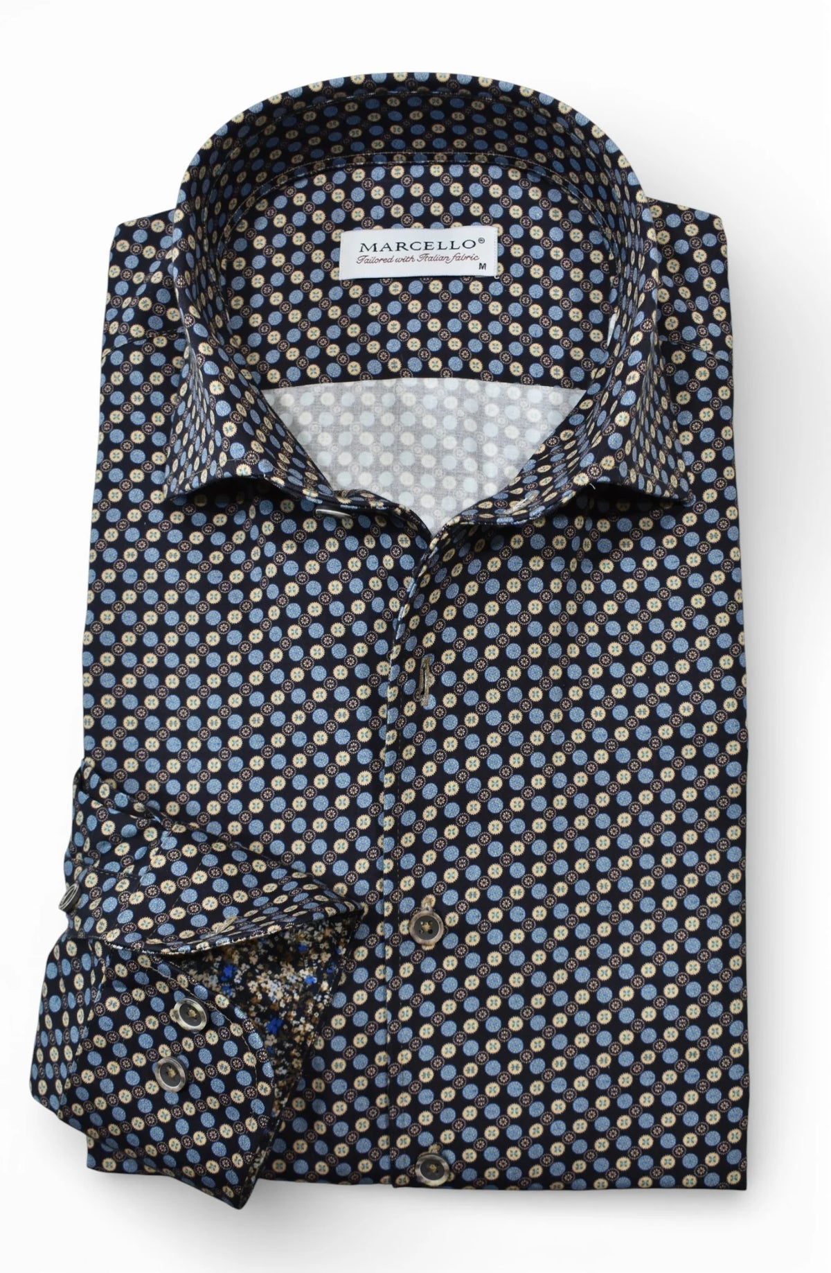 Ivory/Blue Circle Medallion Sport Shirt