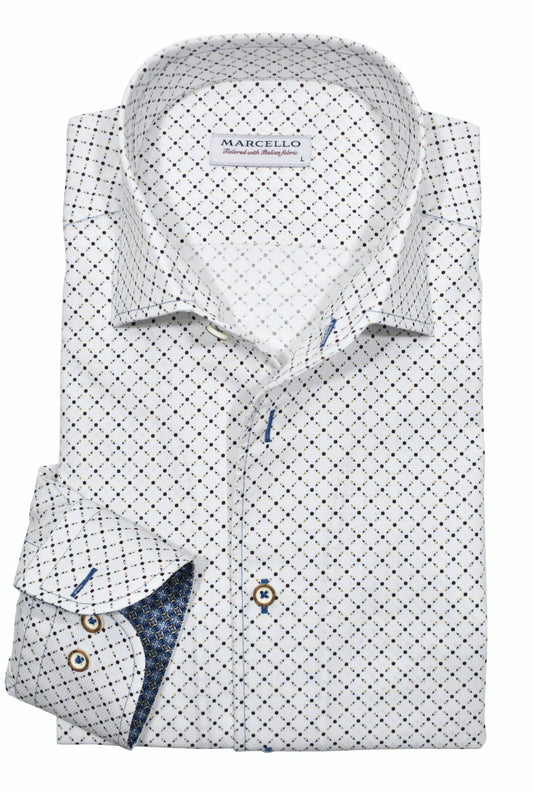 Roll Collar White Diamond Sport Shirt