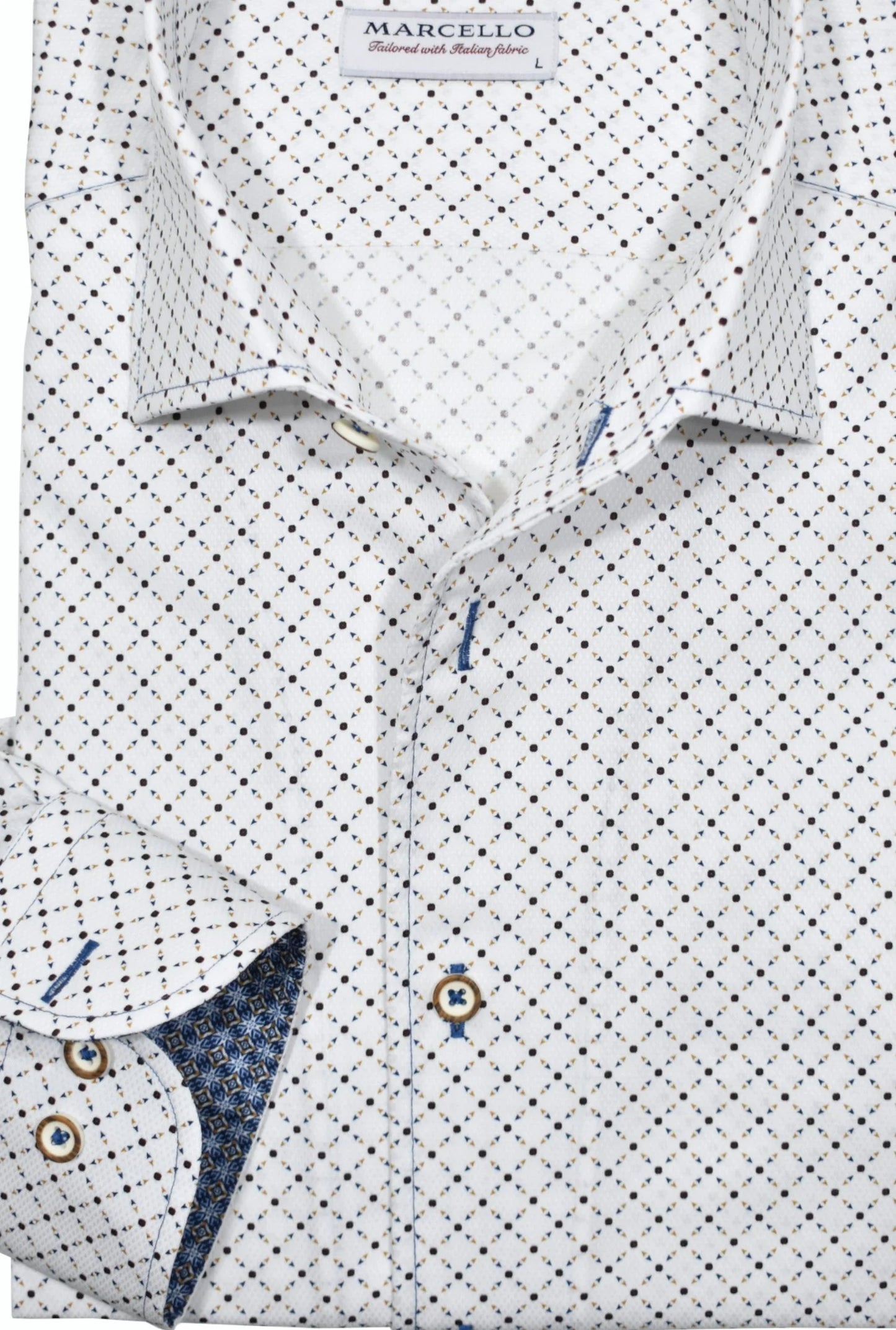 Roll Collar White Diamond Sport Shirt