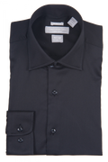 Two Ply Cotton Slim Fit Dress Shirt Black