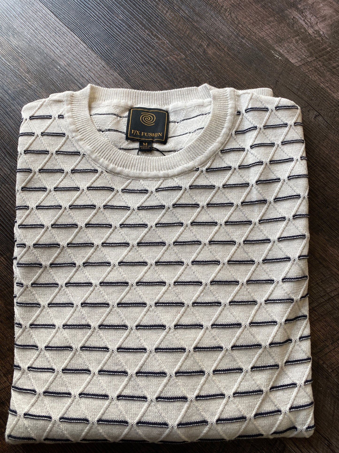 Tonal Diamond Stripe Crew Sweater