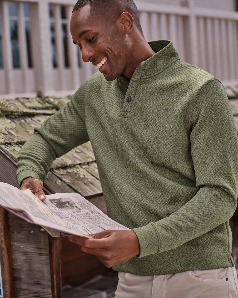 Rockwells Diamond-Quilted Henley Pullover